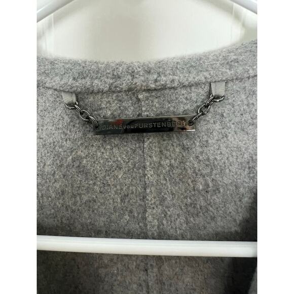 Diane Von Furstenberg Womens XS Shannon Jacket Wool Blend Gray Colorblock Felted - Picture 4 of 16